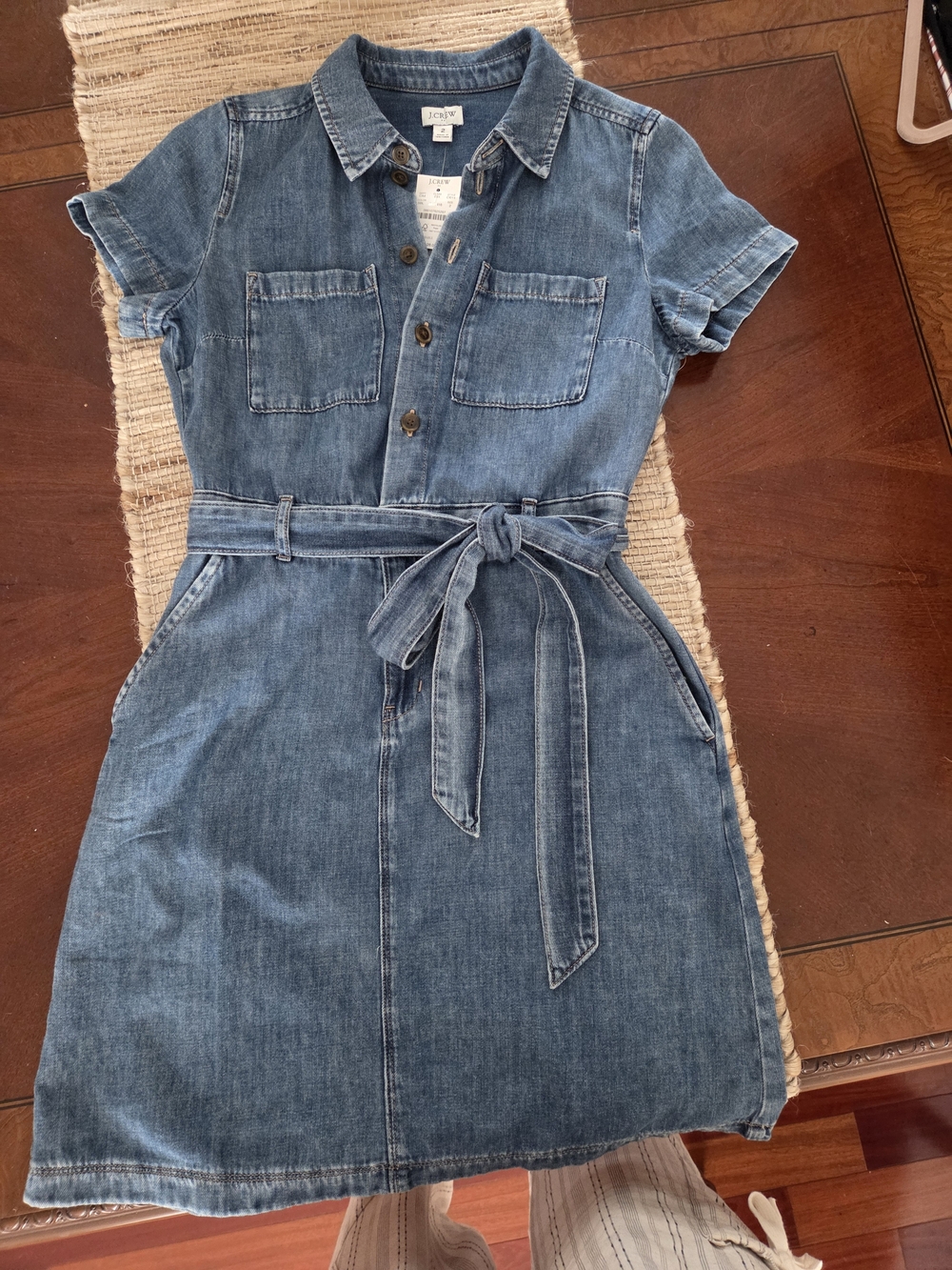 NWT J. Crew Denim Shirt Dress with Tie Belt - Blue - Picture 6 of 7